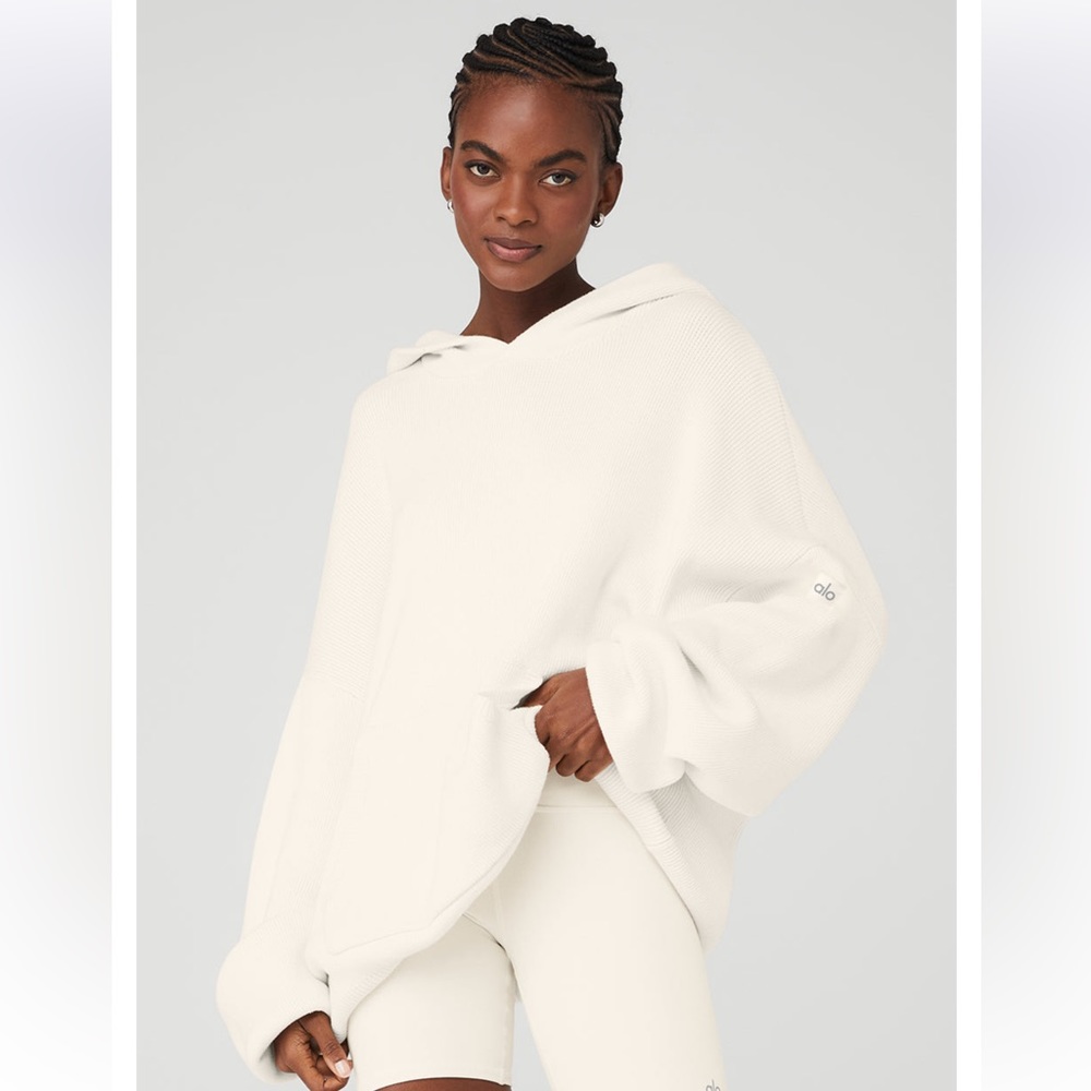 Alo Yoga Scholar Hooded Sweater in Ivory